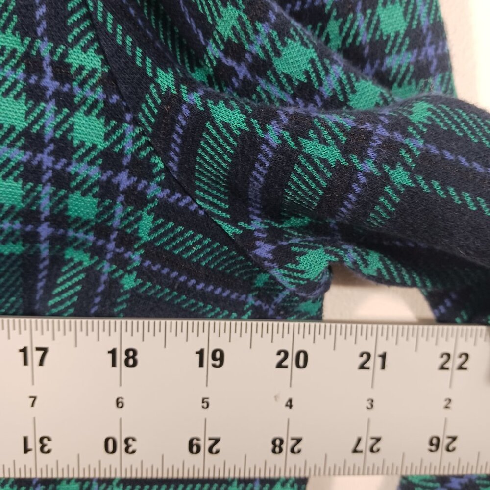 Talbots SZ XLp Green & Navy Blue Black Watch Plaid Top, Boat Neck, 3/4 Sleeves, - Picture 12 of 16